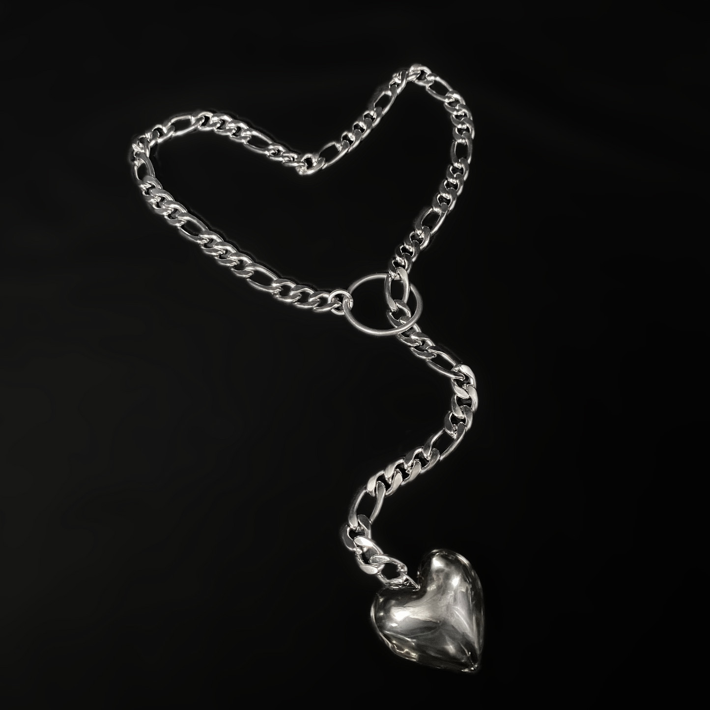 chunky glass heart slip chain