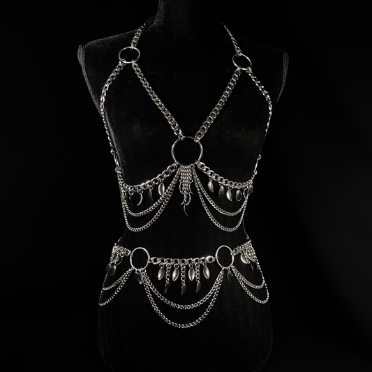 metal petal bodychain set