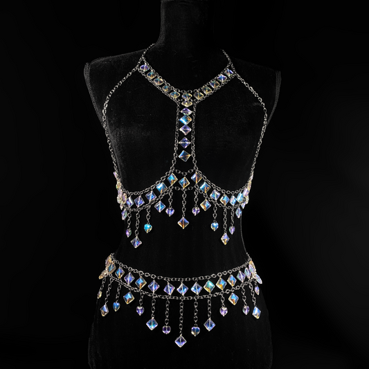 purple iridescent bodychain set